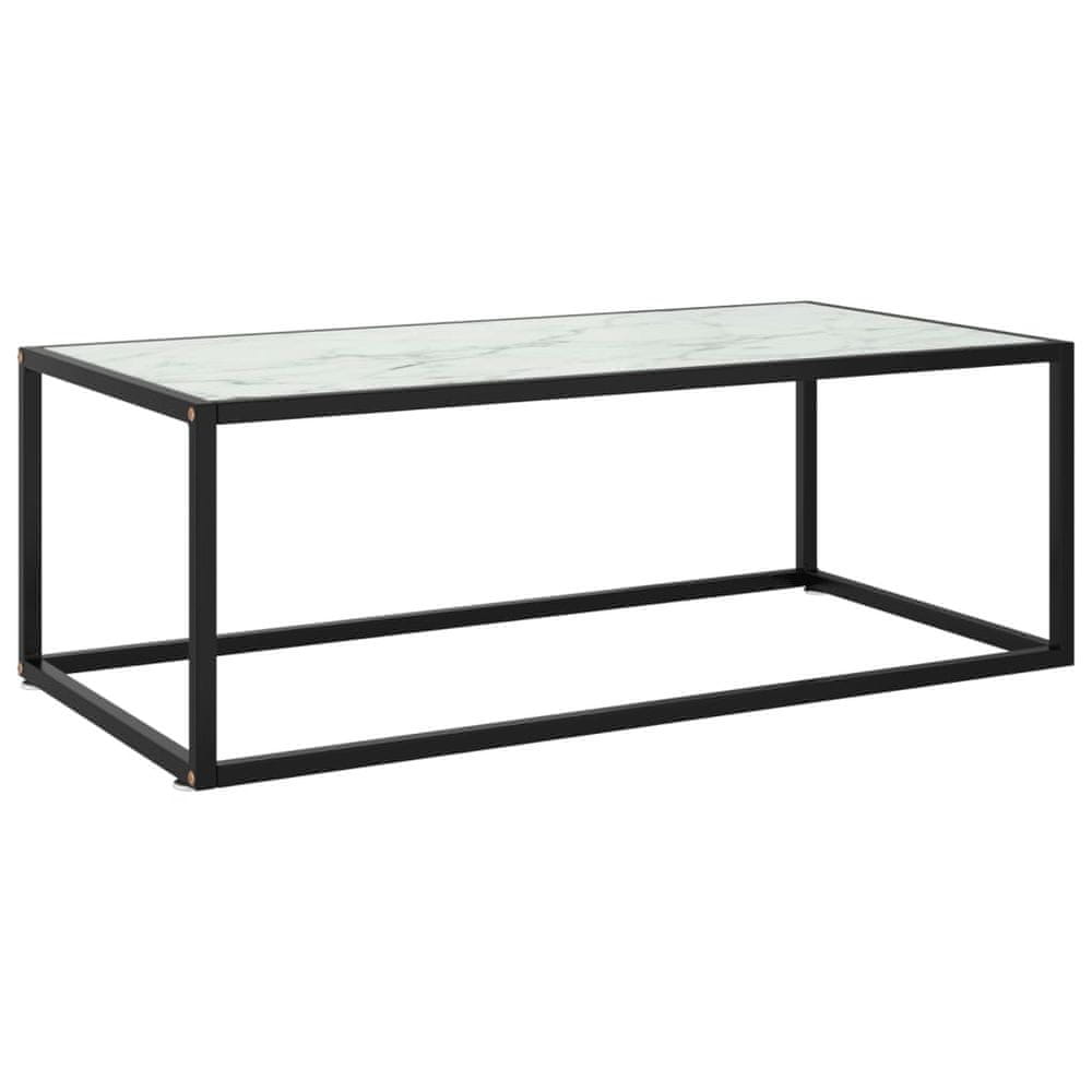 Petromila vidaXL Konferenčný stolík, čierny, biele mramorové sklo 100x50x35 cm